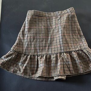 J.Crew Mercantile Wool-blend Houndstooth Ruffle Skirt